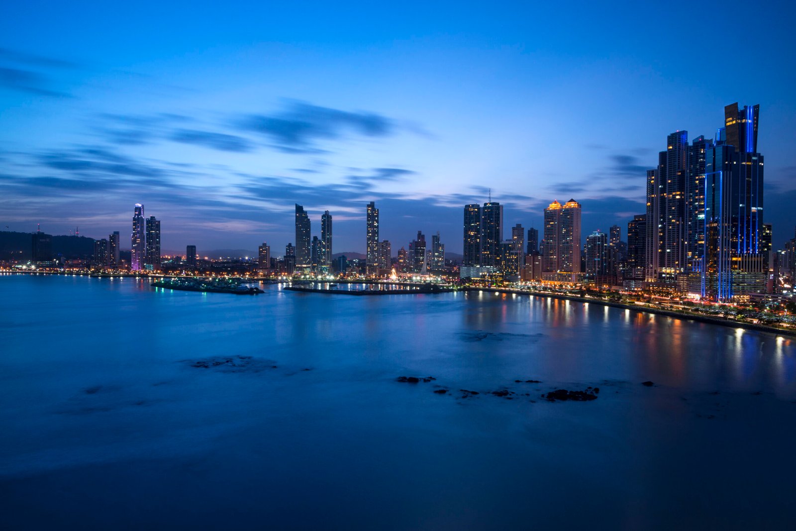 City skyline at twilight, Panama city, Panama, Central America